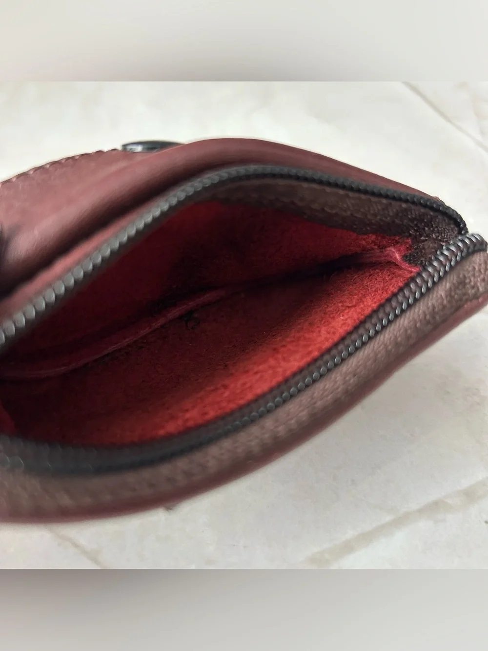Leather Key & Coin Pouch in Dark Brown